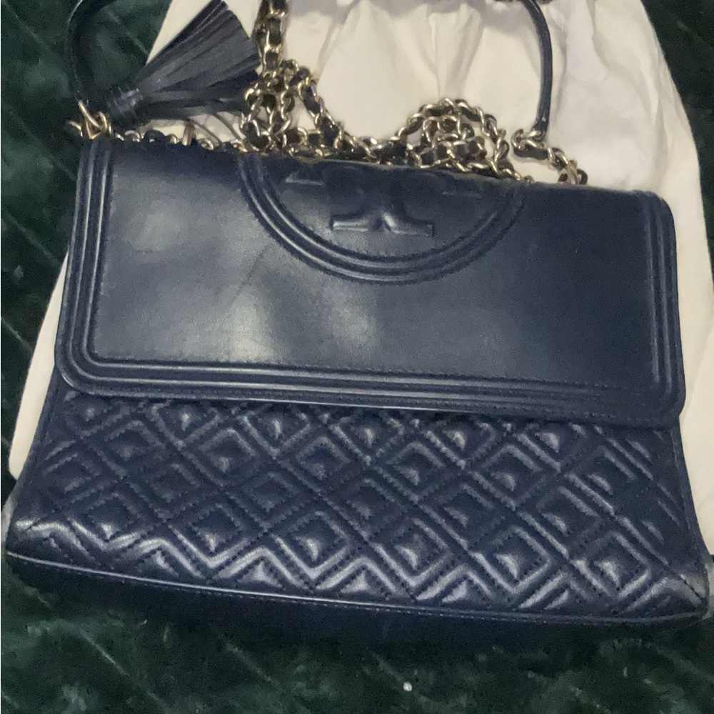 Tory Burch Navy Quilted Shoulder Bag